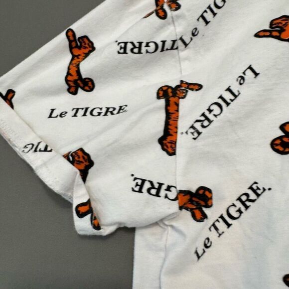 Le Tiger Men's Short Sleeve Tiger Logo T-Shirt White Orange Black Size Large - Picture 2 of 10